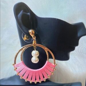 Elegant Pink and Gold Hoop Earrings